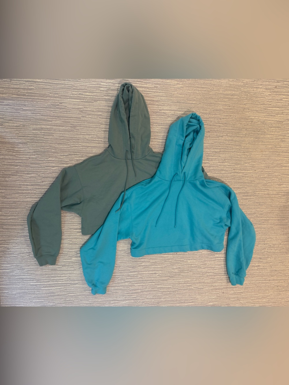 Pair of ALO Cropped Hoodies- Teal & Sage size Medium